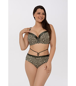 Долнище на бански в маслинено зелено с леопардов десен APHRODITE снимка