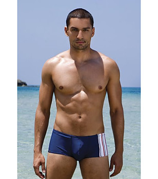 Сини мъжки бански тип боксерки TRUNKS с райе снимка