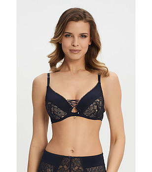 Тъмносин дантелен сутиен с корсетно връзване TEMPTRESS снимка