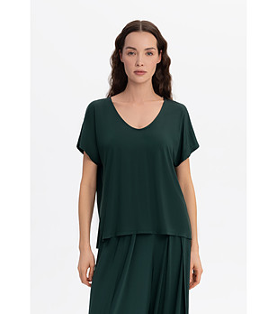 Тъмнозелена блуза с къс ръкав QUIET FOREST снимка