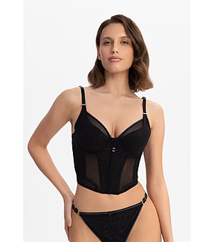 Черен корсет с прозрачни панели DEEP NIGHT снимка