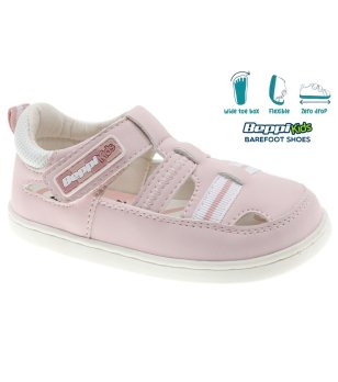 Детски розови сандали с велкро за широко стъпало снимка