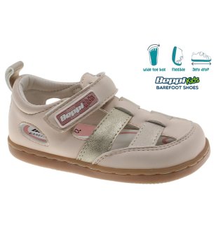 Бежови детски сандали с ленти за широко стъпало снимка