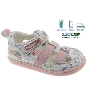 Детски розово-бели сандали с принт еднорози за широко стъпало снимка