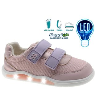Лилави детски маратонки с LED светлини с широка предна част снимка