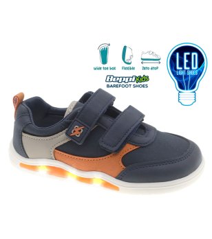 Тъмносини детски маратонки с LED светлини и с широка предна част снимка