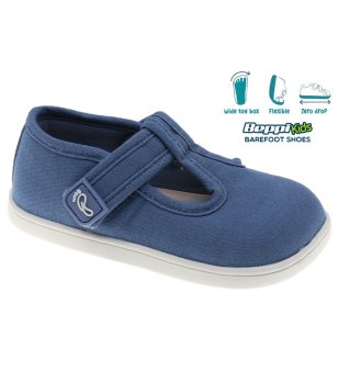 Детски сини текстилни боси обувки с широка предна част снимка