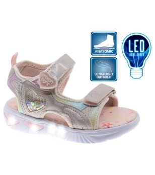 Детски розови сандали с LED светлини снимка