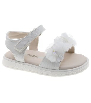 Бели детски сандали с цветя  снимка