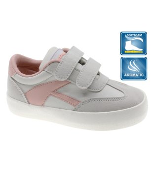 Детски светлосиви сникърси с розови детайли снимка