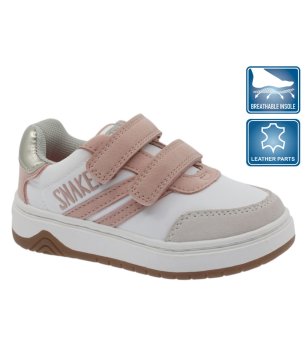 Детски сникърси с велкро в бяло, сиво и розово снимка