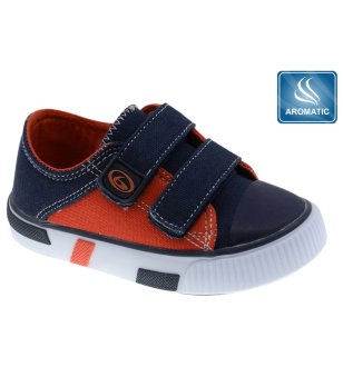 Детски кецове в тъмносиньо с оранжеви елементи снимка