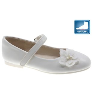 Бели детски балеринки с цвете  снимка