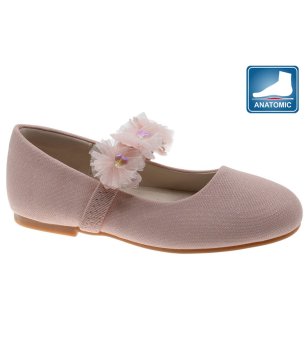 Розови детски балеринки с цветя  снимка