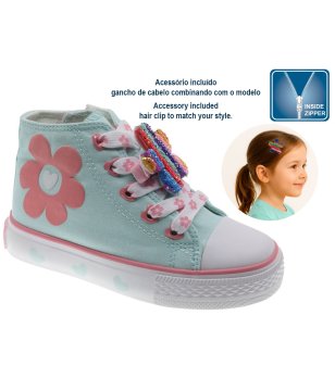 Детски ментови кецове с цвете и с фиба за коса снимка