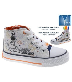 Детски бели кецове с космически принт и с 4 маркера снимка