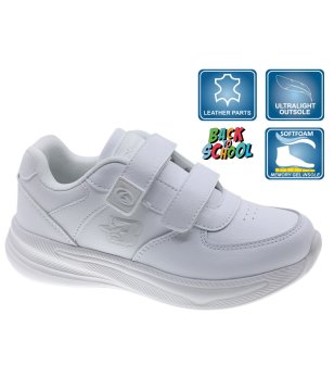 Бели детски кожени маратонки с велкро закопчаване снимка
