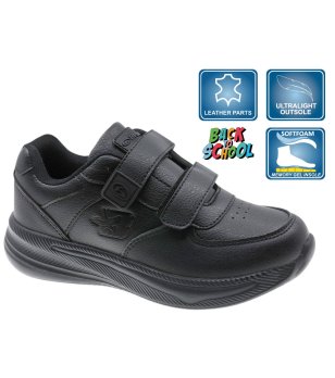 Детски черни кожени маратонки с велкро снимка