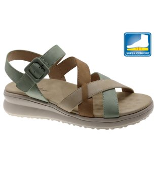 Дамски многоцветни сандали с кръстосани каишки снимка