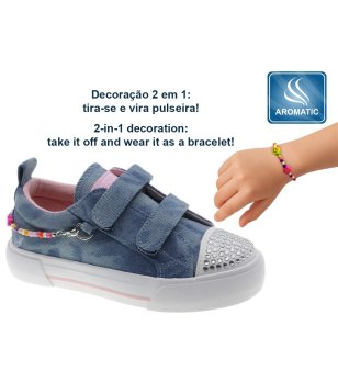 Детски сини кецове с велкро и гривна снимка