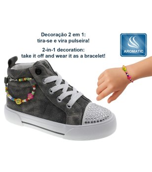 Детски черни високи кецове с гривна и глитер ефект снимка