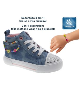 Детски сини кецове с гривна и глитер ефект снимка