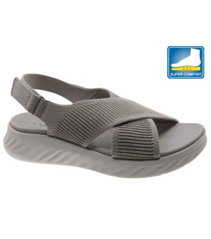 Сиви дамски сандали с еластични ленти снимка