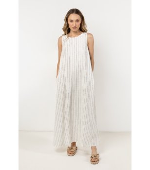 Екрю макси рокля на райе Ziza снимка