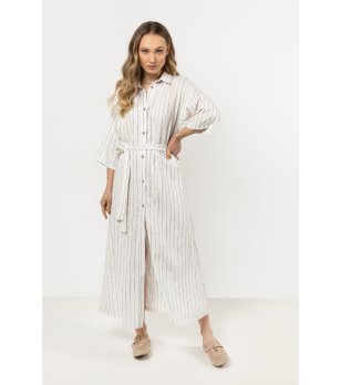 Раирана рокля в цвят крем Iny снимка