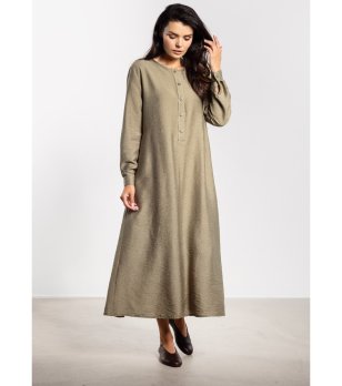 Маслинена рокля с копчета и колан Viola снимка