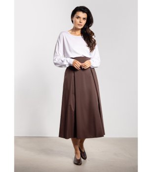 Кафява миди пола с висока талия и колан Jama снимка