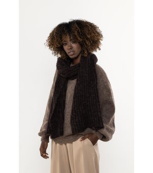 Тъмнокафяв шал с мохер и вълна снимка