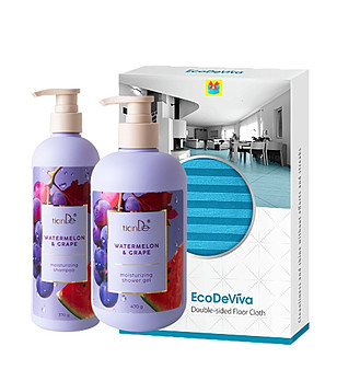 Шампоан и душ гел Диня и грозде с подарък Двустранна кърпа за под снимка