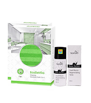 2бр кърпа-скрепер за почистване с подарък - Възстановяващ тоник със секрет от охлюви снимка