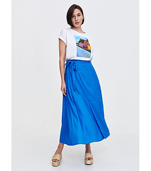 Синя пола тип прегърни ме с колан снимка