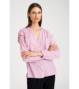 Дамска розова блуза с къдрици снимка