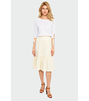 Кремава пола с набор на волан с лен снимка