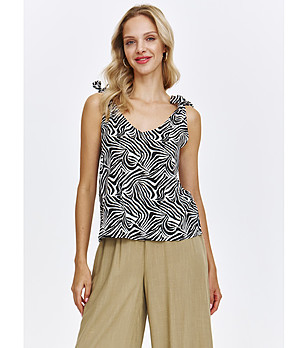 Черно-бял топ със завързващи се презрамки снимка