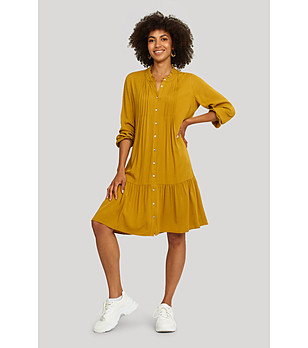 Горчична рокля риза с копчета и набор снимка