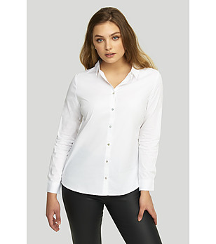 Бяла риза с дълъг ръкав снимка