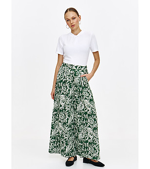 Зелени широки панталони с пейсли принт снимка