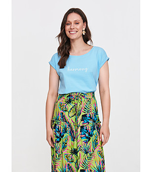 Синя тениска с надпис HARMONY снимка