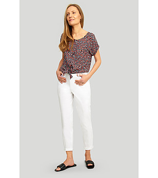 Многоцветна блуза с възел отпред снимка