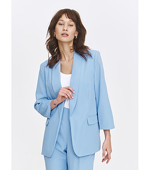 Светлосин дамски блейзър с 3/4 ръкав снимка