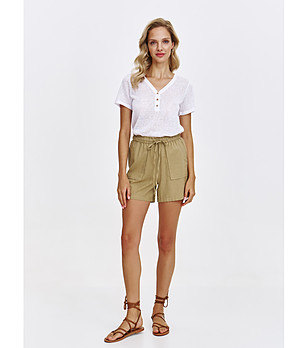 Бяла тениска с къс ръкав и копчета ADEL снимка