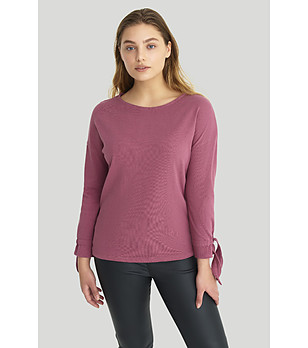 Блуза с връзки на ръкавите в цвят пепел от рози снимка