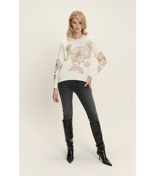 Тъмносив дамски дънки скини снимка