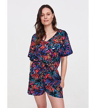 Многоцветна блуза с къс ръкав снимка