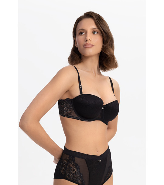 Черен сутиен балконет с жакард ENIGMA снимка