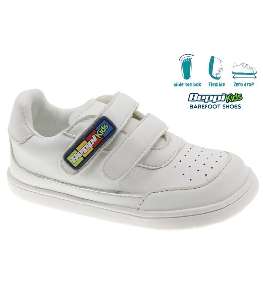 Детски бели сникърси с велкро тип barefoot снимка